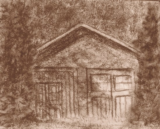 Garage on High Popples Rd. (conte pencil, 5 x 7)